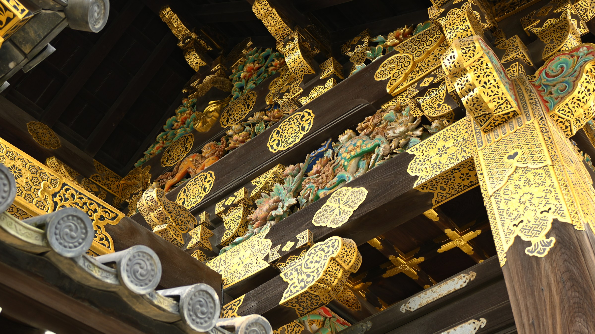 Gilded temple carvings
