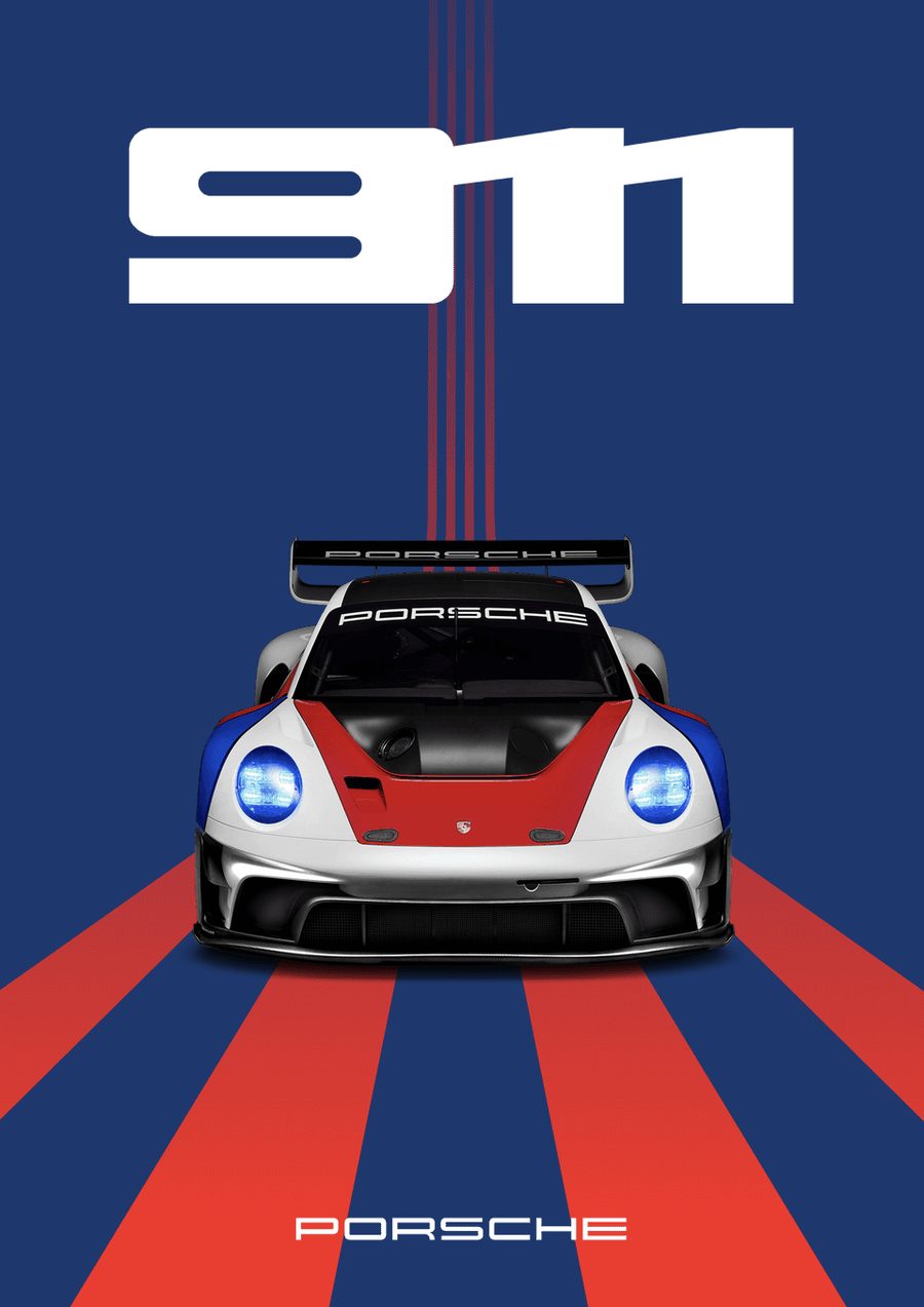 911 tall poster, blue