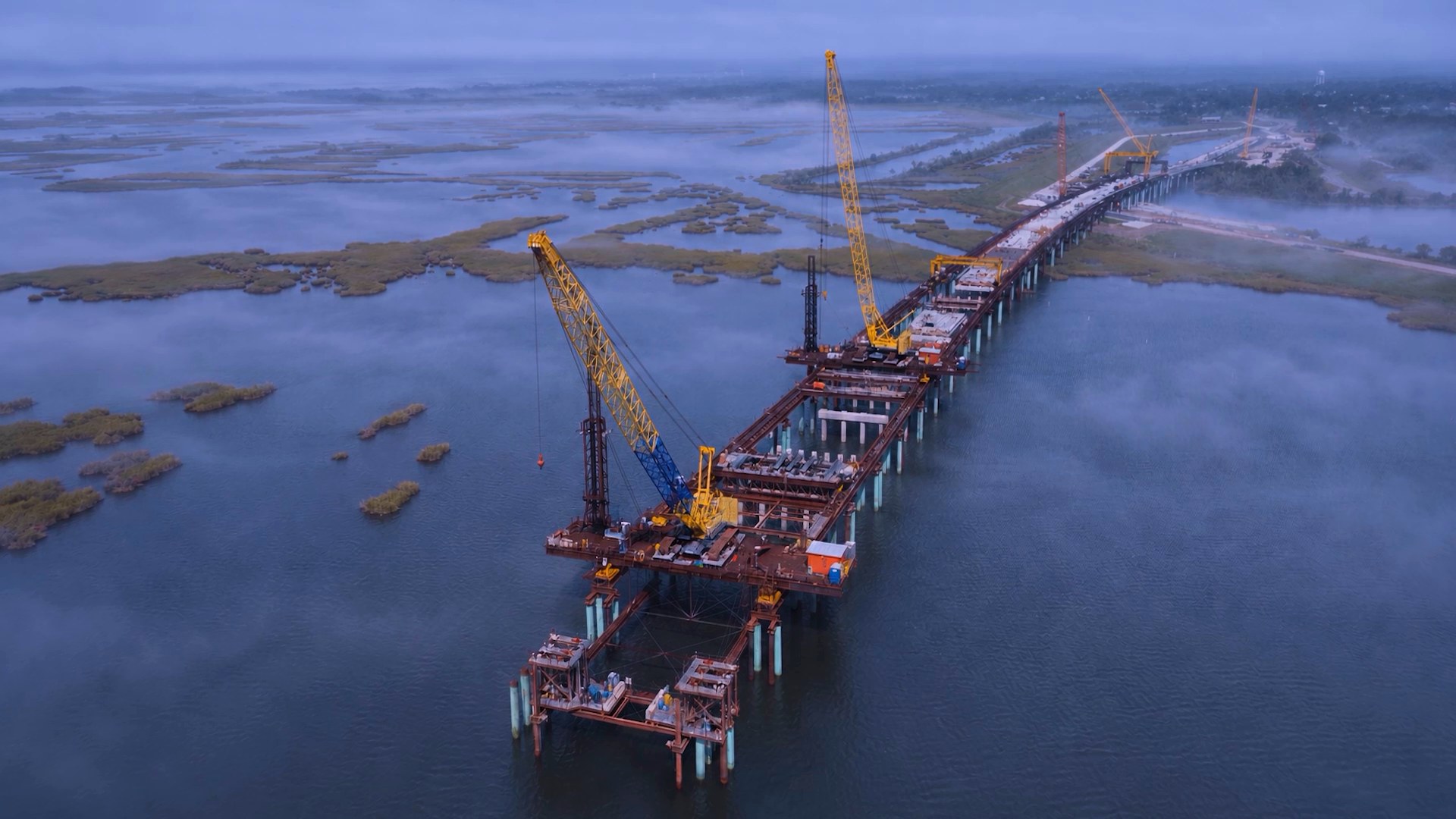 Bridge under construction, aerial