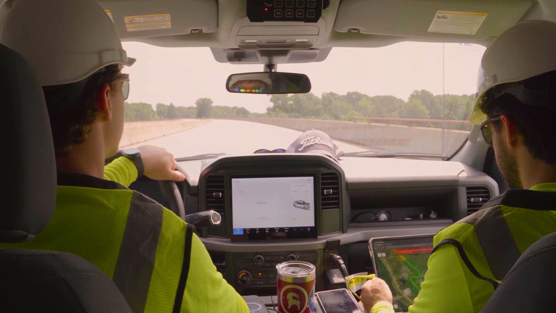 Operator in the cab with the mapping display