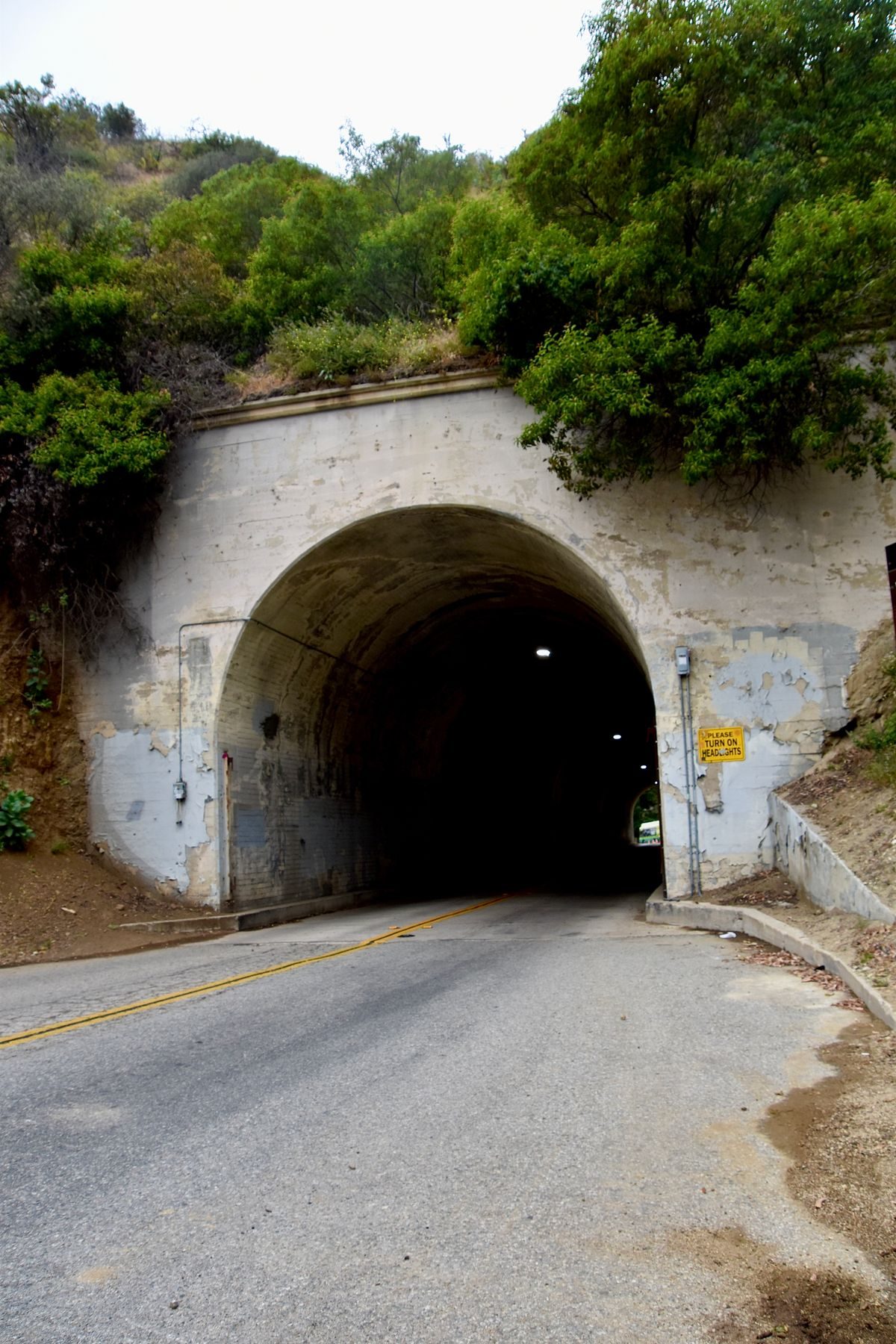Scouted road tunnel entrance cut into a hillside